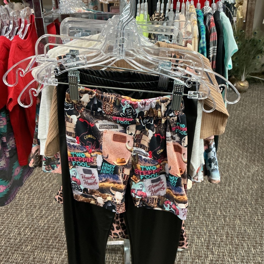 Kids Printed Black and Multicolor Pants